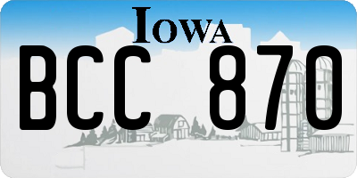 IA license plate BCC870