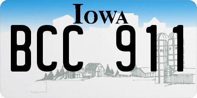 IA license plate BCC911