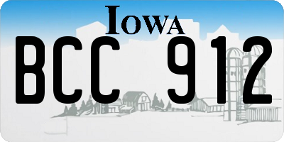 IA license plate BCC912