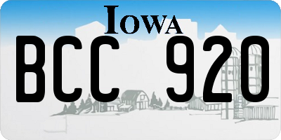 IA license plate BCC920