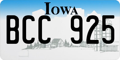 IA license plate BCC925