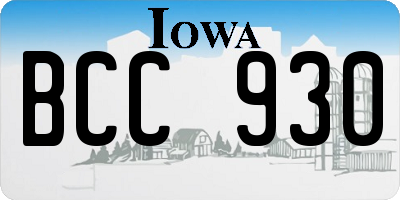 IA license plate BCC930
