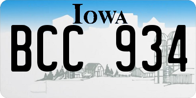 IA license plate BCC934