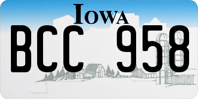 IA license plate BCC958