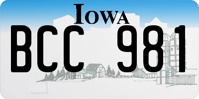 IA license plate BCC981