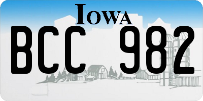 IA license plate BCC982