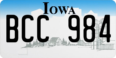 IA license plate BCC984