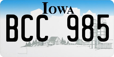 IA license plate BCC985