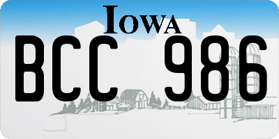 IA license plate BCC986