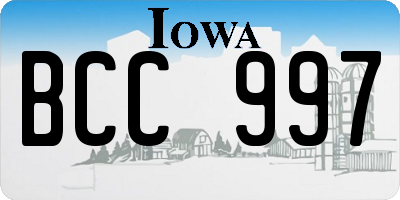 IA license plate BCC997