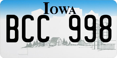IA license plate BCC998