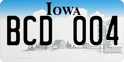IA license plate BCD004