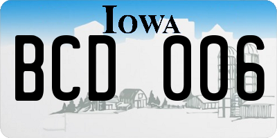 IA license plate BCD006