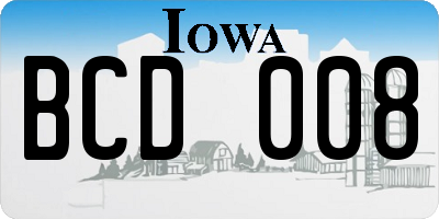 IA license plate BCD008