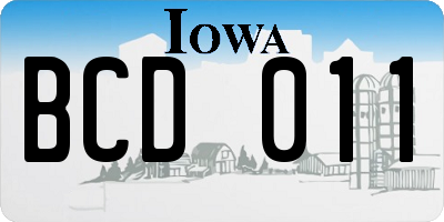 IA license plate BCD011
