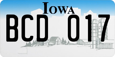 IA license plate BCD017