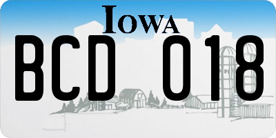 IA license plate BCD018