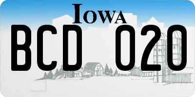 IA license plate BCD020