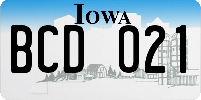 IA license plate BCD021