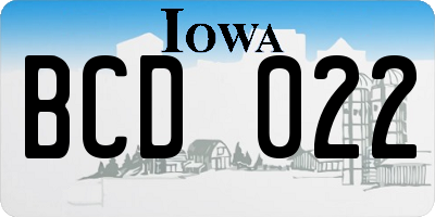 IA license plate BCD022
