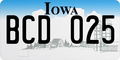 IA license plate BCD025