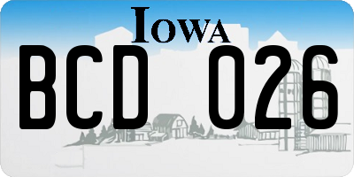 IA license plate BCD026