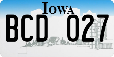 IA license plate BCD027