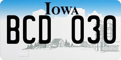 IA license plate BCD030