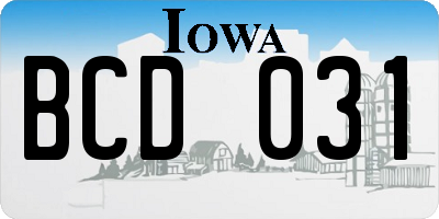 IA license plate BCD031