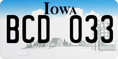 IA license plate BCD033