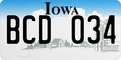 IA license plate BCD034