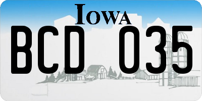 IA license plate BCD035