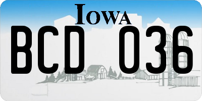 IA license plate BCD036
