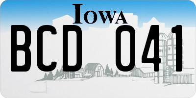 IA license plate BCD041