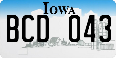IA license plate BCD043
