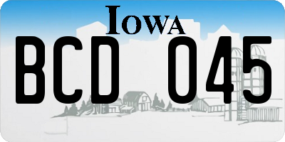 IA license plate BCD045