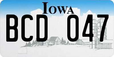 IA license plate BCD047