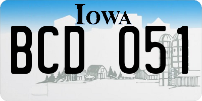 IA license plate BCD051