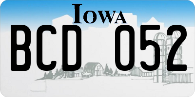 IA license plate BCD052