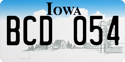 IA license plate BCD054