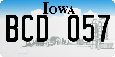 IA license plate BCD057