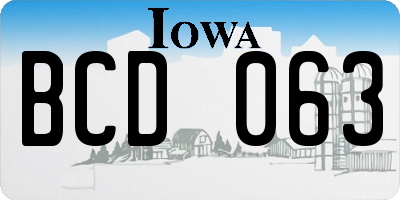 IA license plate BCD063
