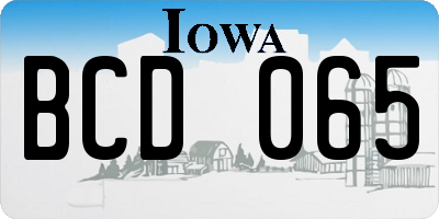 IA license plate BCD065