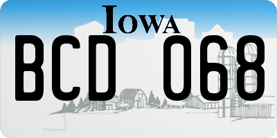 IA license plate BCD068