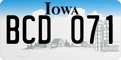 IA license plate BCD071