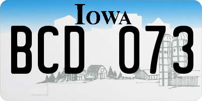 IA license plate BCD073