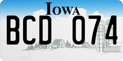 IA license plate BCD074