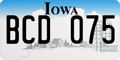 IA license plate BCD075