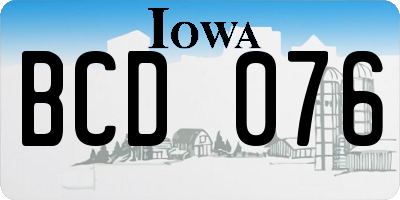 IA license plate BCD076