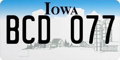 IA license plate BCD077